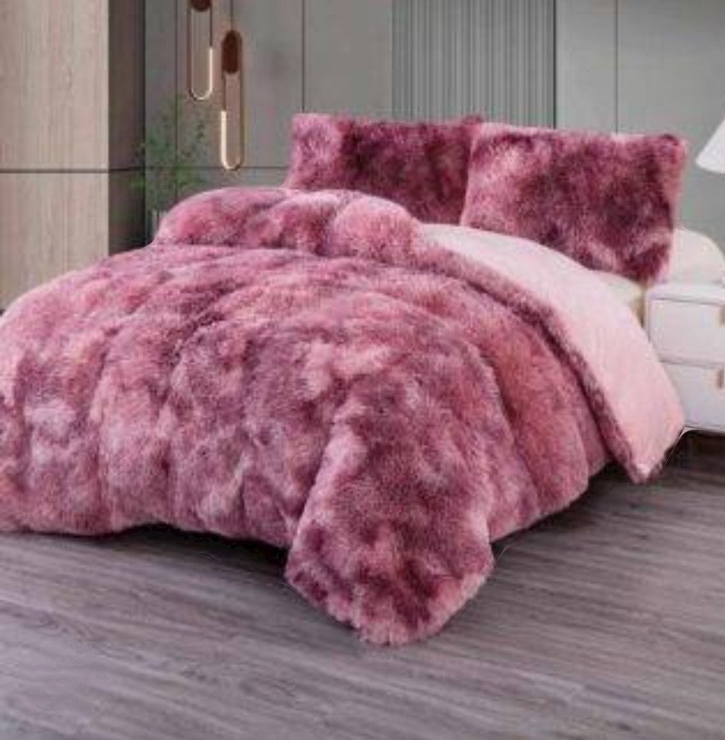 Čupavi set posteljine - 4 dela (Roze)