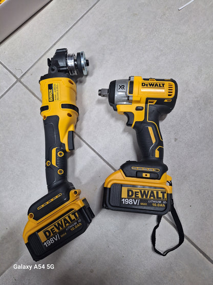 DEWALT aku set – udarna aku bušilica, šrafilica+ aku brusilica 198v